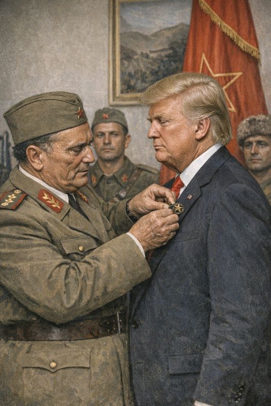 Тито на Трамп му ја доделува Партизанската споменица, 1941 г.