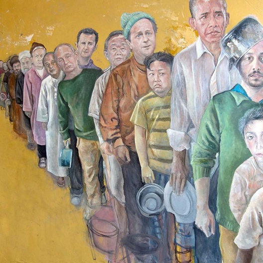 Сириски уметник ги претвора светските лидери во бегалци